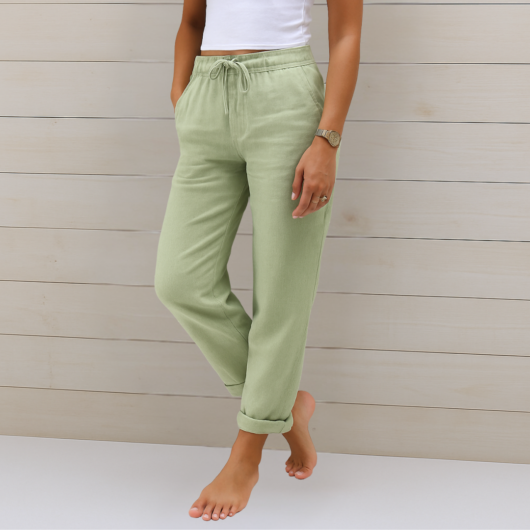 Pantalón Lino Elástico - Verde Salvia