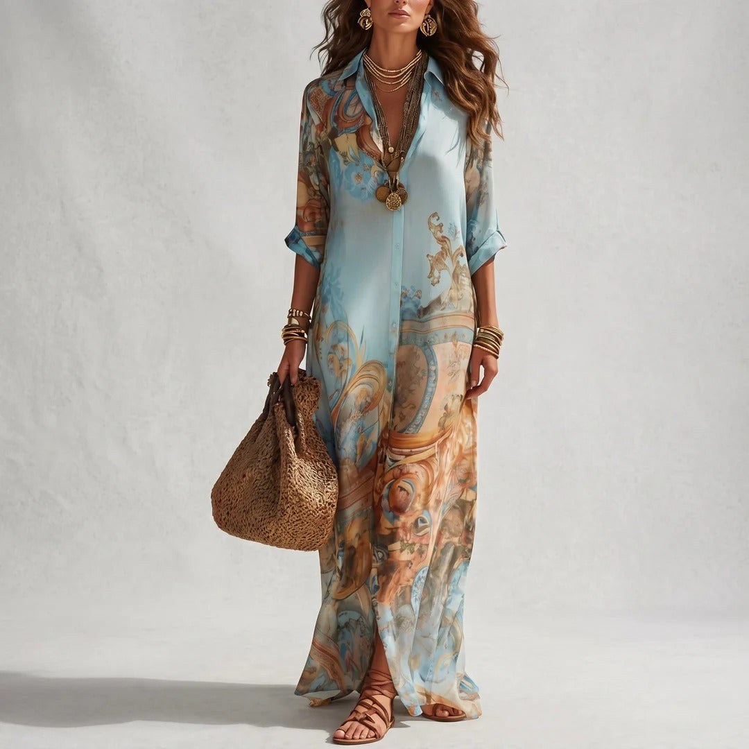 Vestido Gasa Celeste