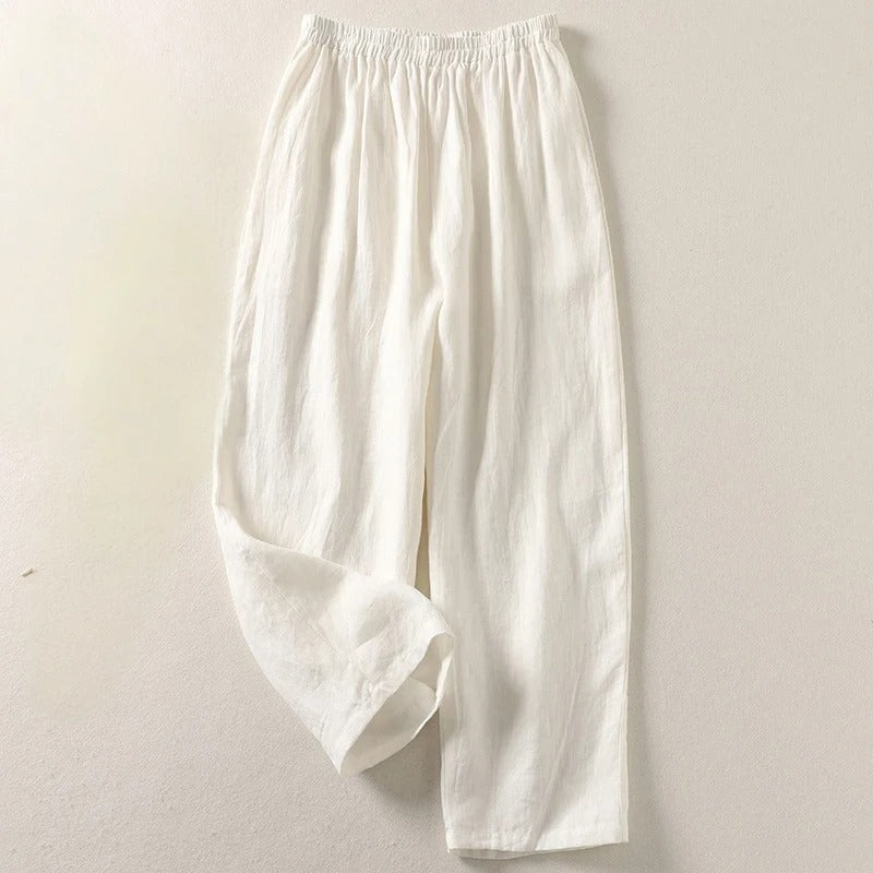 Pantalón Fluido Lino - Blanco