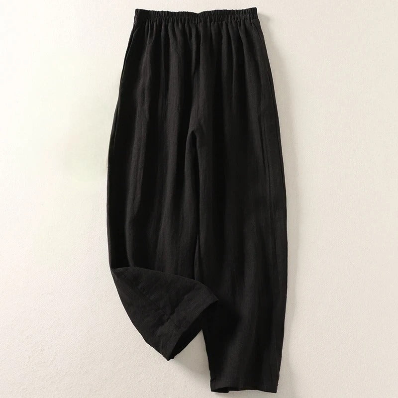 Pantalón Fluido Lino - Negro