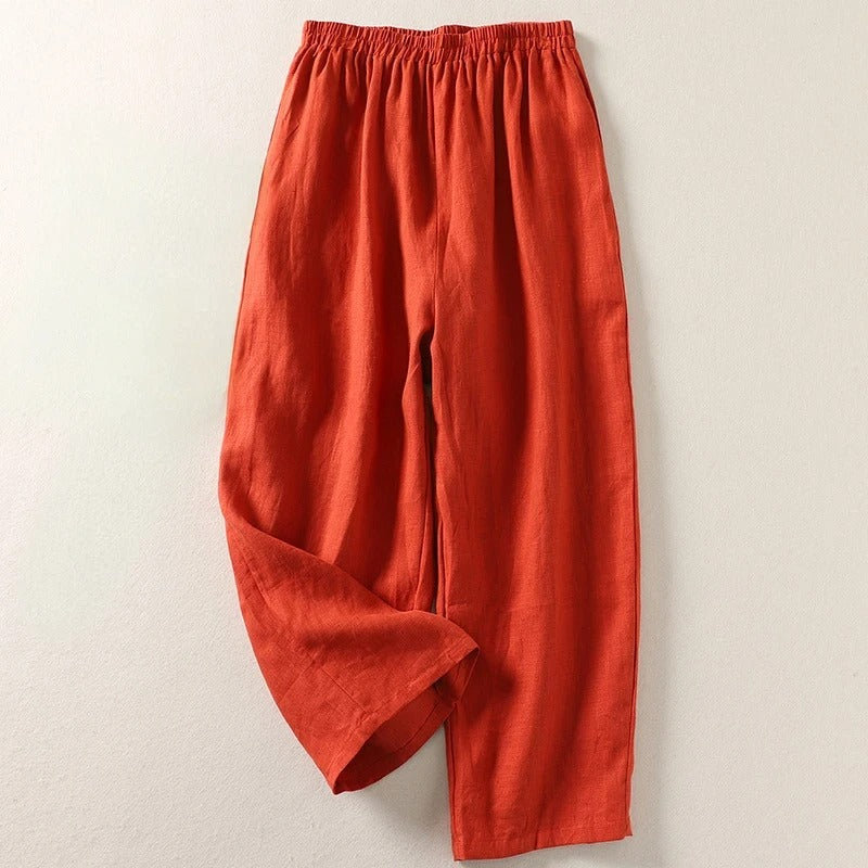 Pantalón Fluido Lino - Naranja