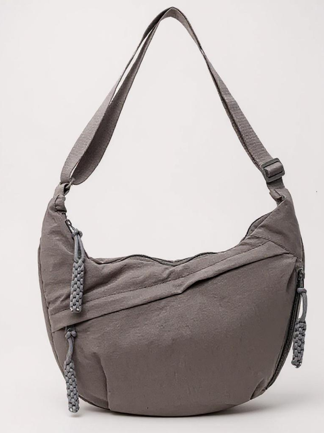Bolso de hombro gris Perla con correa ajustable y cierre con cremallera