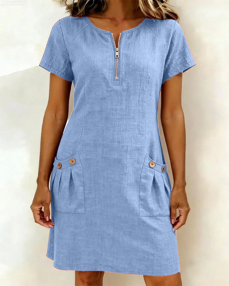 Vestido de algodón - Azul