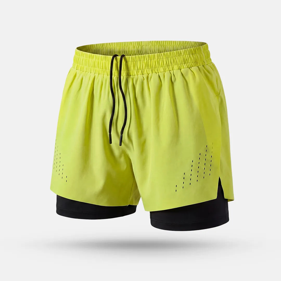 Pantalón Corto Running 2 en 1 Astra Pro - Verde Lima
