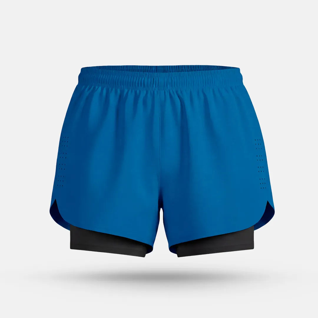 Pantalón Corto Running 2 en 1 Aero Ventilado - Azul Marino