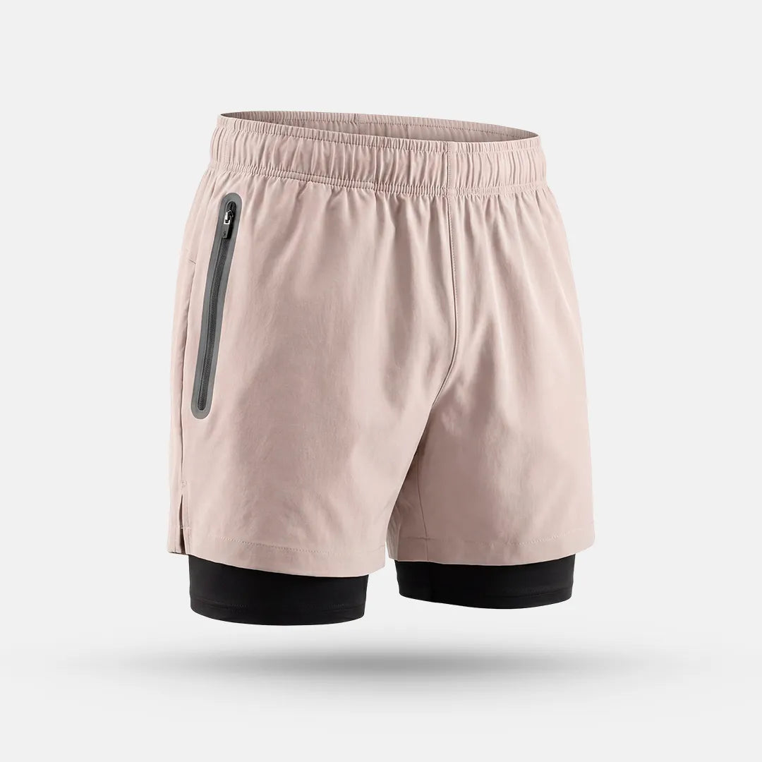 Pantalón Corto Deportivo 2 en 1 Pro Motion - Beis