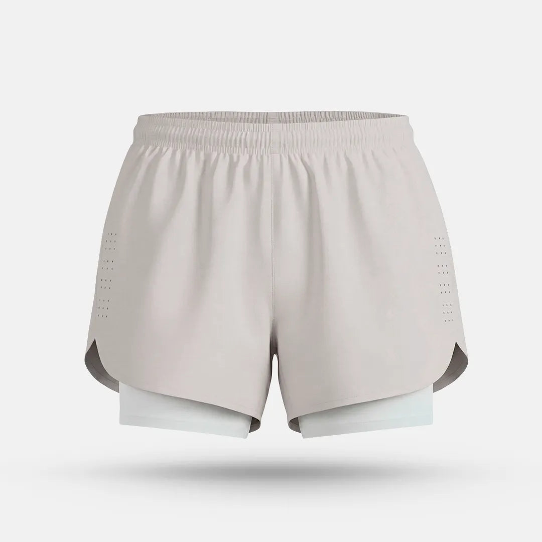 Pantalón Corto Running 2 en 1 Aero Ventilado - Beige