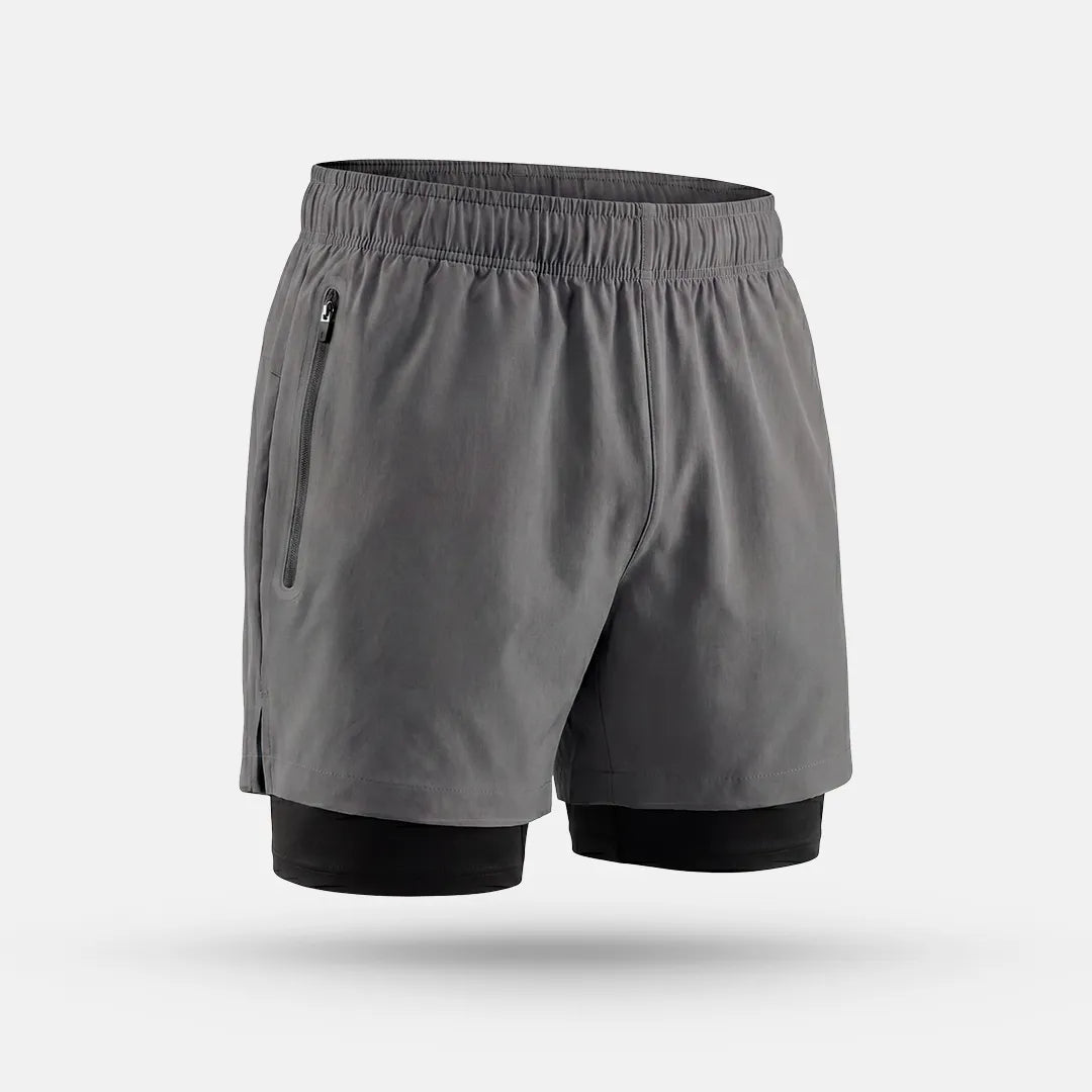 Pantalón Corto Deportivo 2 en 1 Pro Motion - Gris