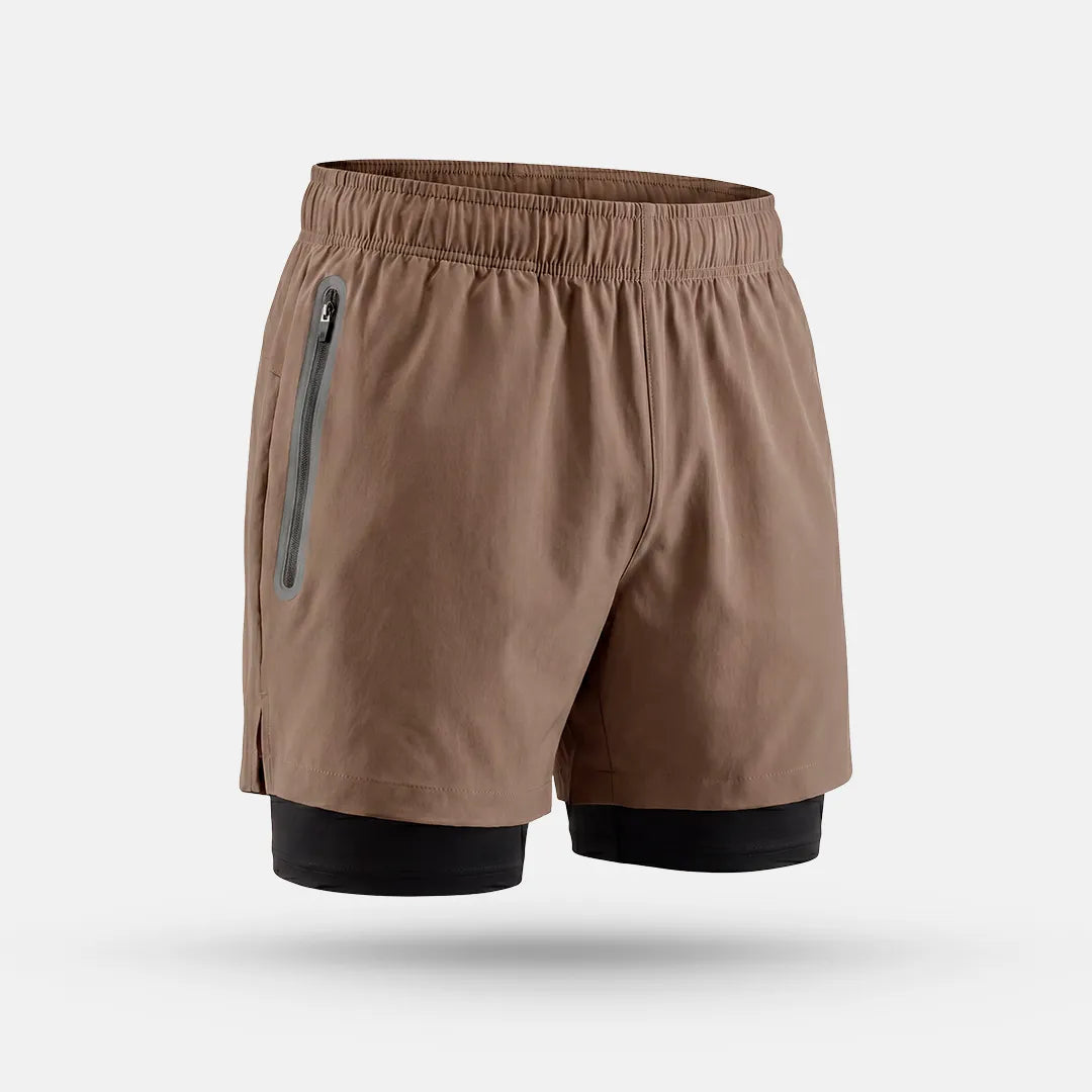 Pantalón Corto Deportivo 2 en 1 Pro Motion - Marrón