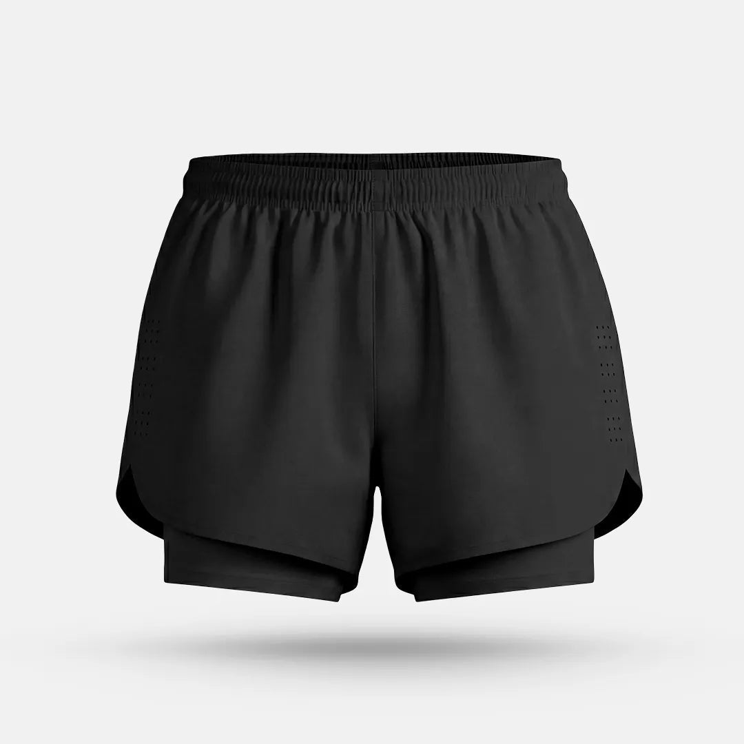 Pantalón Corto Running 2 en 1 Aero Ventilado - Negro