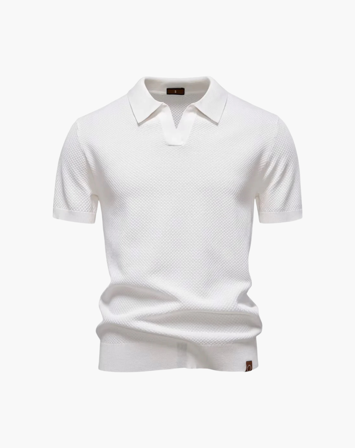 Polo Malta de manga corta blanco, cuello y tapeta con botones