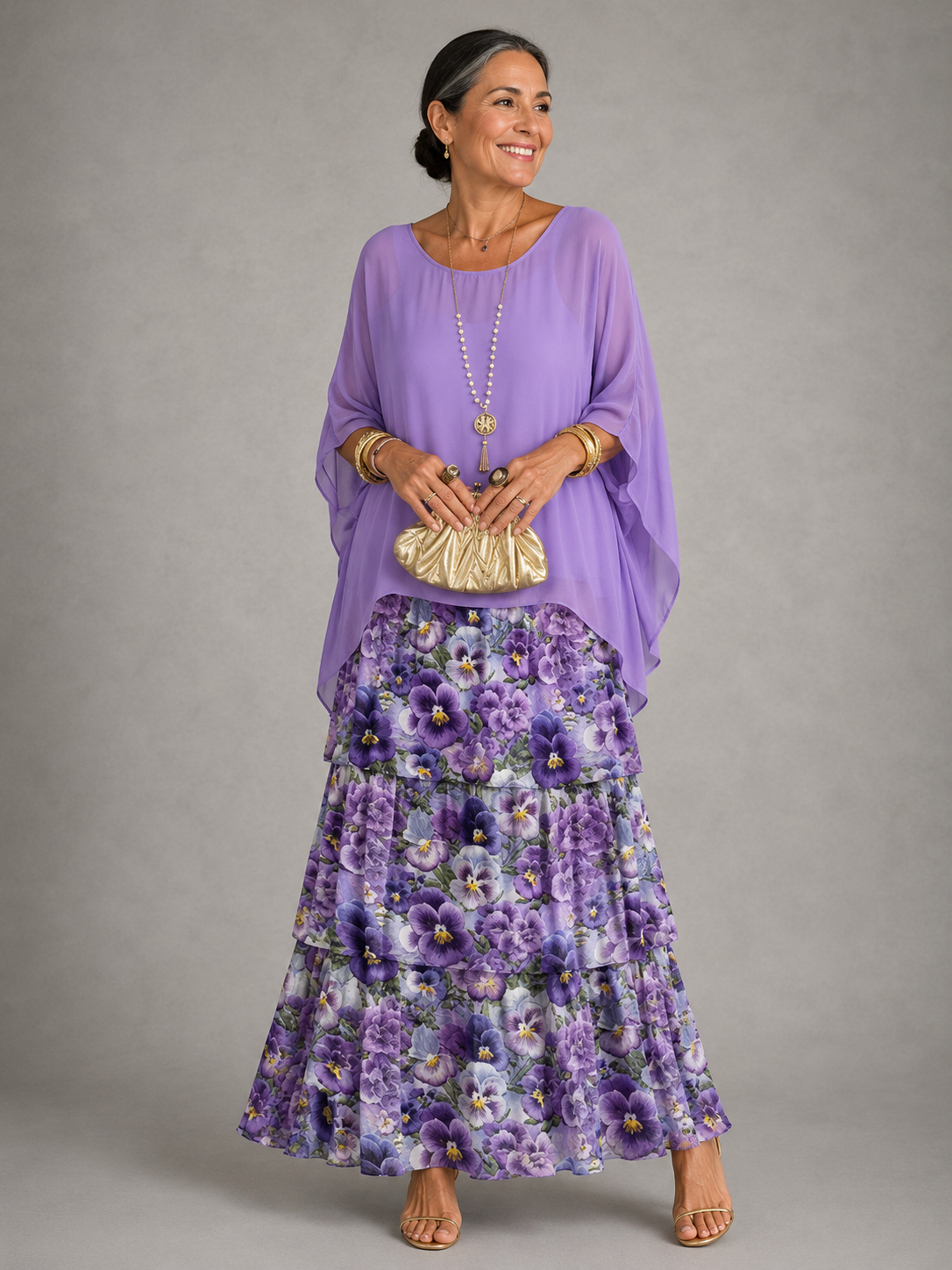 Violeta con flores
