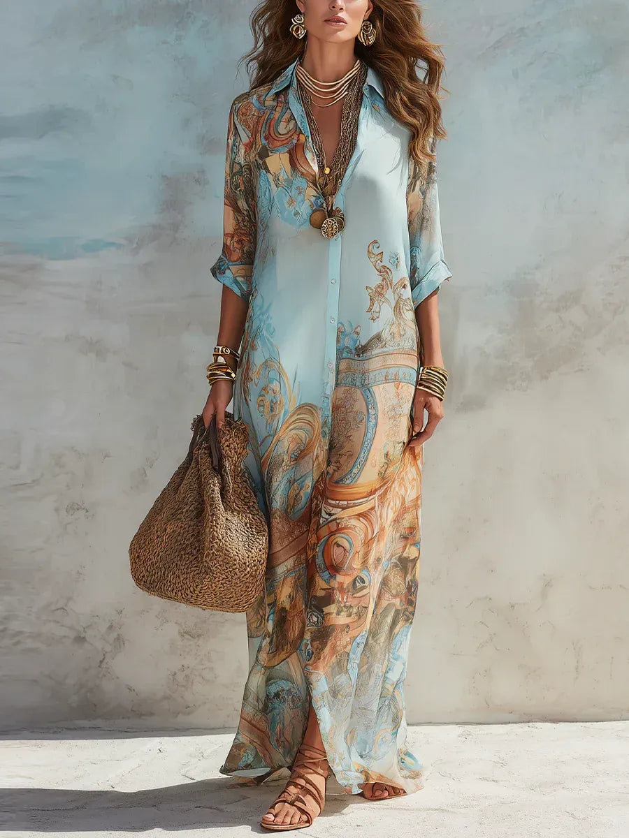 Vestido Gasa Celeste