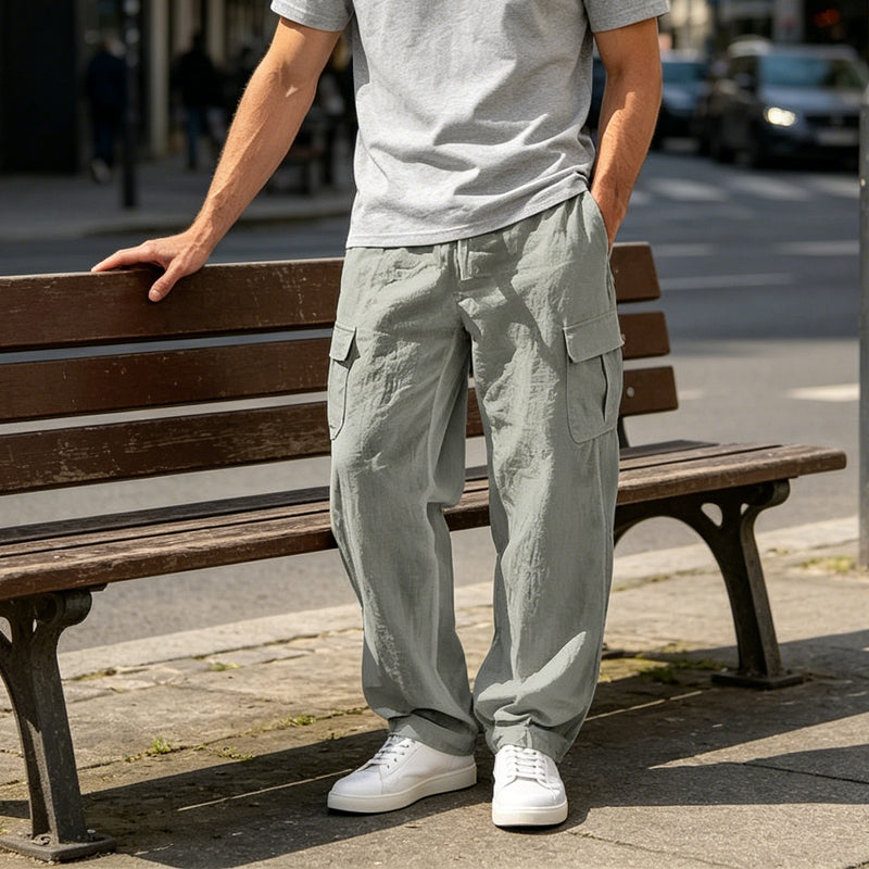 Pantalón Cargo Lino - Blanco