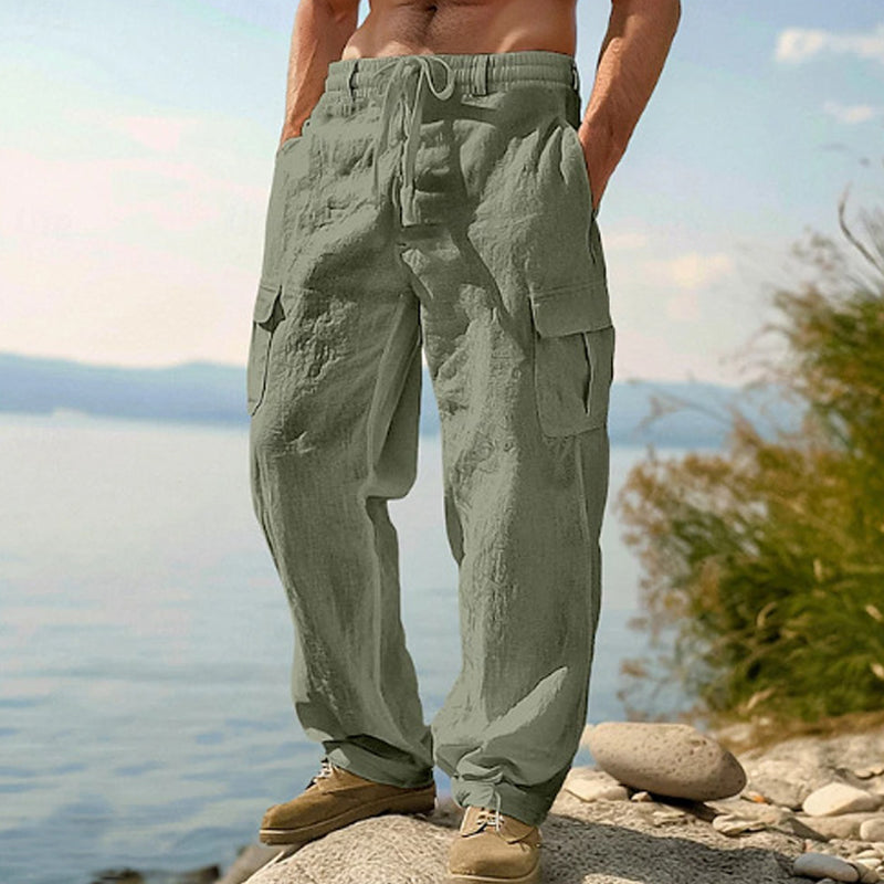 Pantalón Cargo Lino - Verde Claro