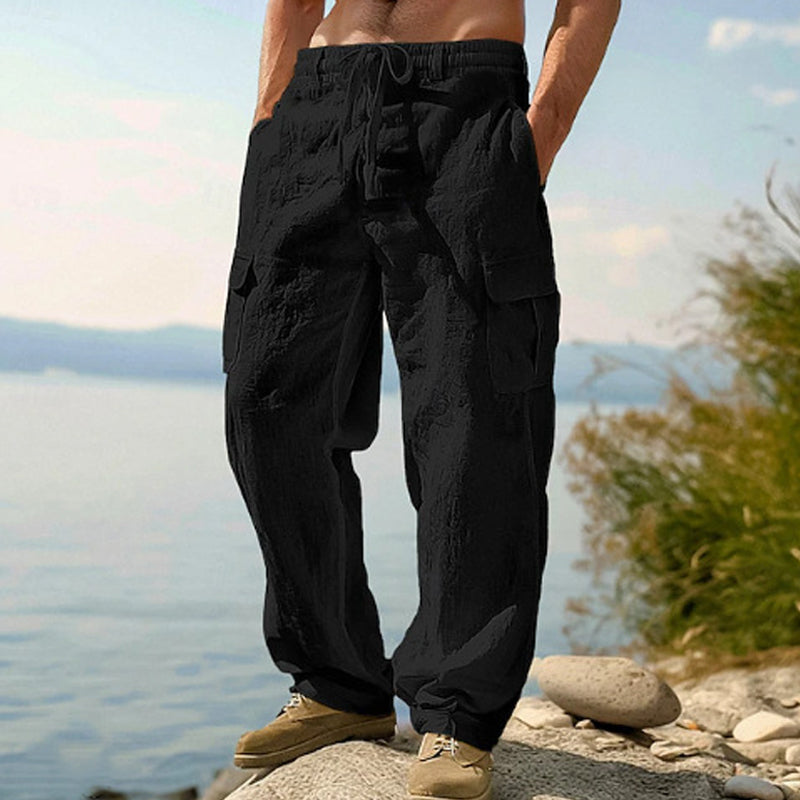 Pantalón Cargo Lino - Negro