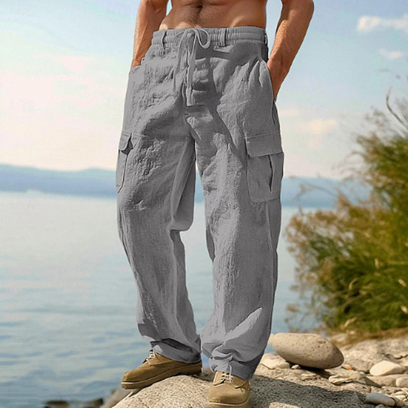 Pantalón Cargo Lino - Gris Oscuro