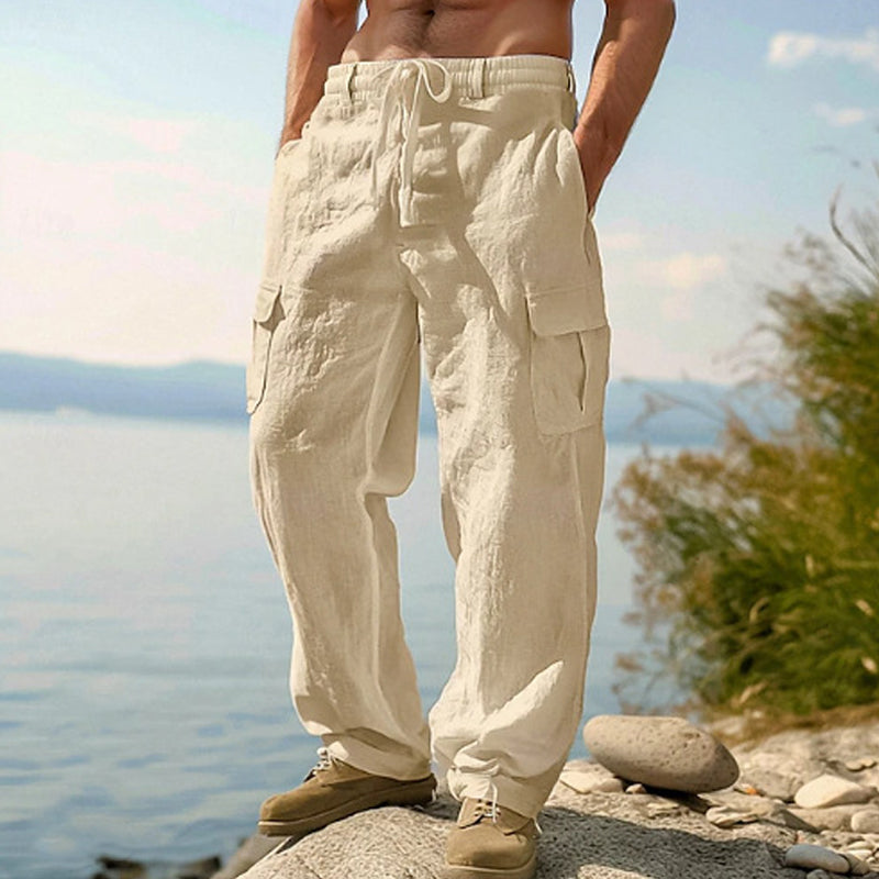 Pantalón Cargo Lino - Caqui